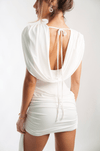 Rhapsody Deep Plunge Mini Dress in White - Ché by Chelsey