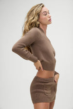 Rowe V Neck Knit Sweater in Maple - Ché by Chelsey