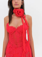 Shirley Lace Maxi Dress in Red - Ché by Chelsey