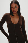 Sienna Zip Up Knit Sweater in Chocolate Brown - Ché by Chelsey