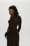 Sienna Zip Up Knit Sweater in Chocolate Brown - Ché by Chelsey