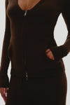 Sienna Zip Up Knit Sweater in Chocolate Brown - Ché by Chelsey
