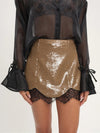 Sylvie Sequin Mini Skirt in Brown - Ché by Chelsey