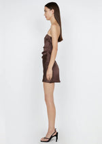 Symone Strapless Mini Dress in Dark Chocolate - Ché by Chelsey