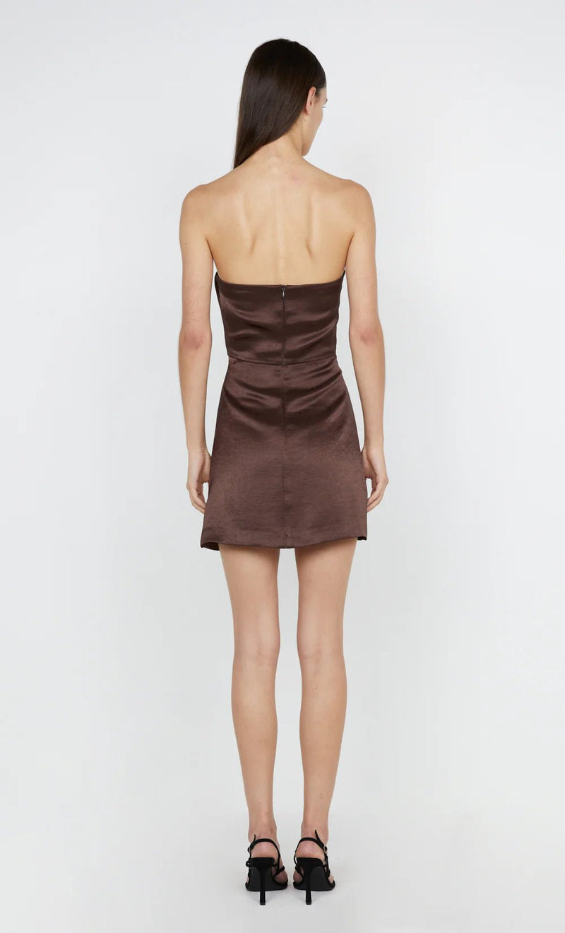 Symone Strapless Mini Dress in Dark Chocolate - Ché by Chelsey