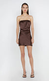 Symone Strapless Mini Dress in Dark Chocolate - Ché by Chelsey