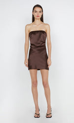 Symone Strapless Mini Dress in Dark Chocolate - Ché by Chelsey