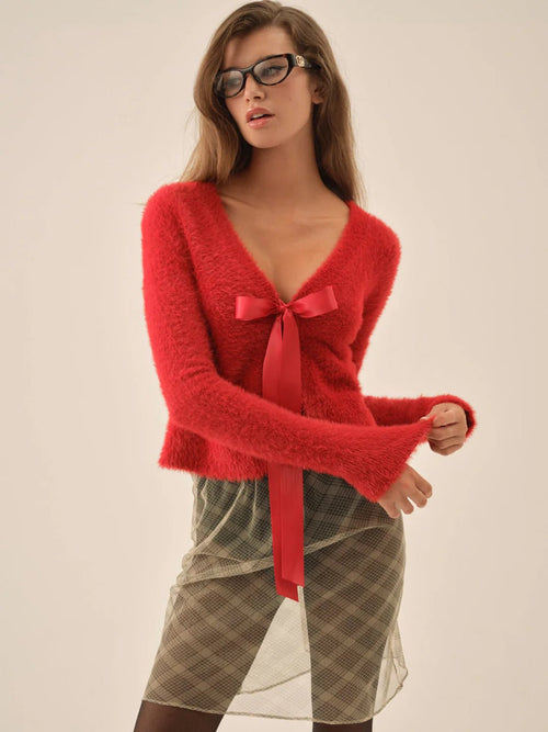 Tayla Knit Cardigan in Red - Ché by Chelsey