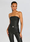 Vice Slim Flare Jumpsuit in Coated Black - Ché by Chelsey