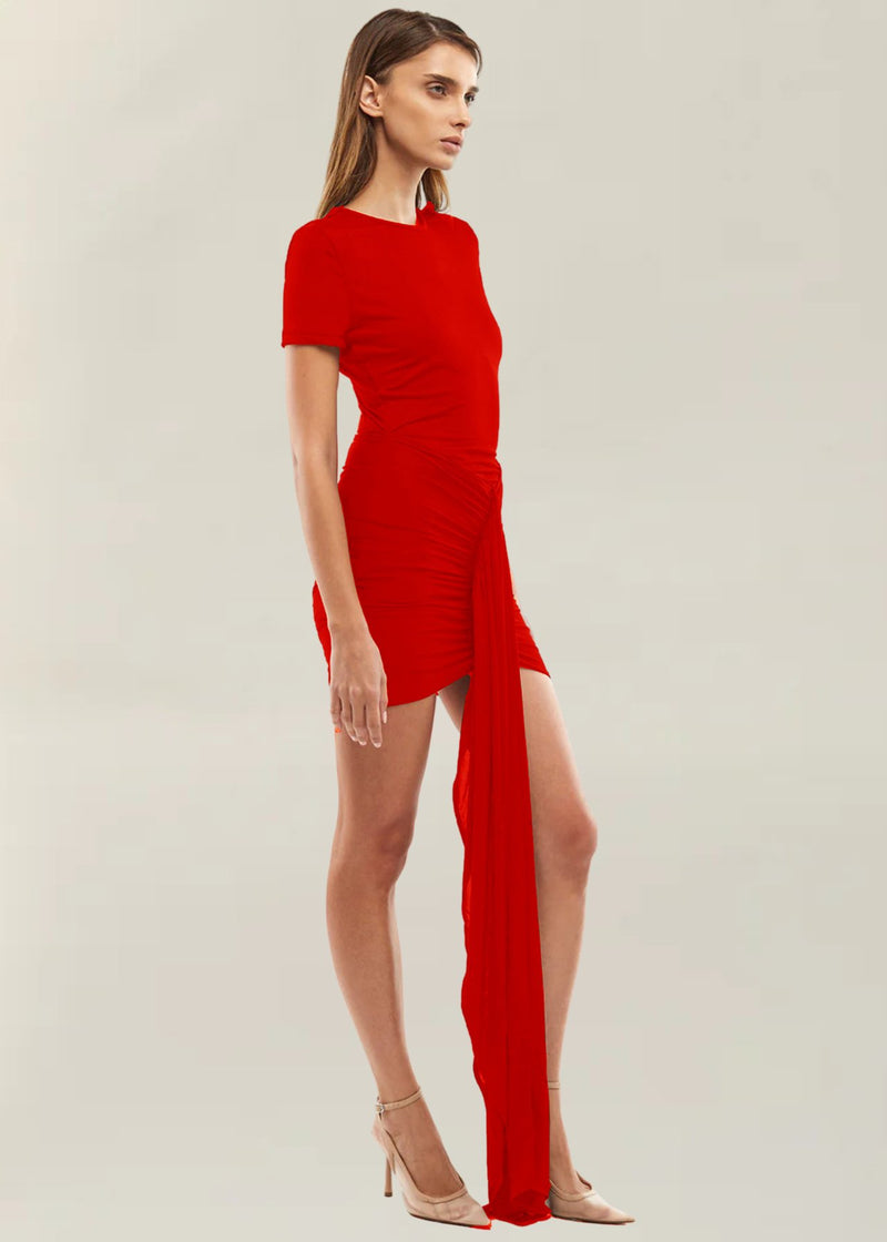 Viola T Shirt Mini Dress - Red - Ché by Chelsey