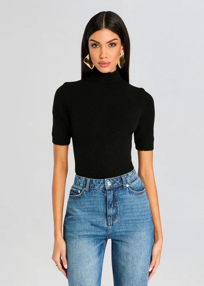 Yuna Fuzzy Knit Top in Black - Ché by Chelsey