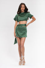Che Silk Wrap Skirt Chic Green