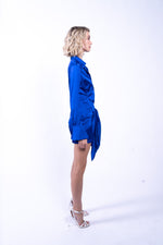 Boa Long Sleeve Mini Dress in Blue Topaz - Ché by Chelsey