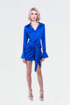 Boa Long Sleeve Mini Dress in Blue Topaz - Ché by Chelsey