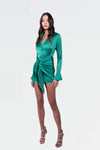 Boa Long Sleeve Mini Dress in Emerald - Ché by Chelsey