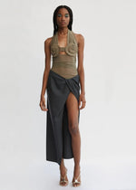 Crawford Twist Skirt in Charcoal - Ché by Chelsey