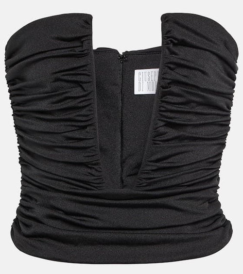 Deep V Ruched Bustier Top in Black - Ché by Chelsey