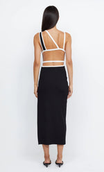 Hari Backless Midi Dress in Black & Ivory - Ché by Chelsey