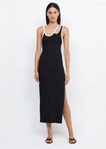 Hari Backless Midi Dress in Black & Ivory - Ché by Chelsey