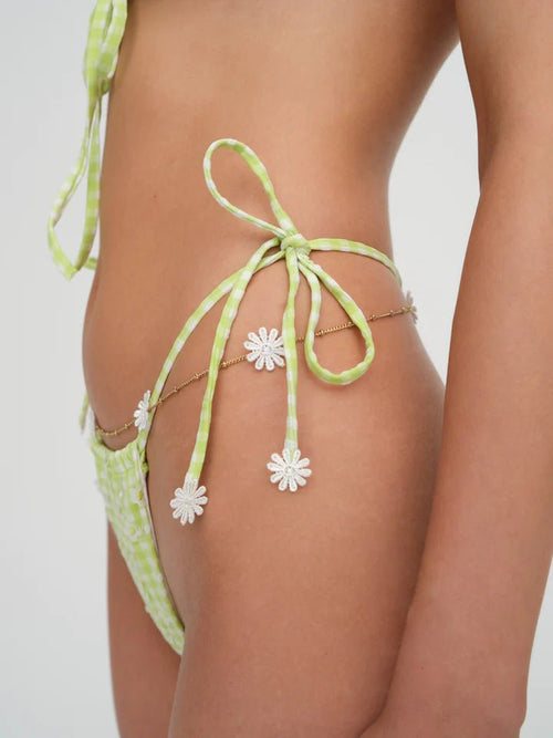 Hilary String Bikini Bottom in Green - Ché by Chelsey