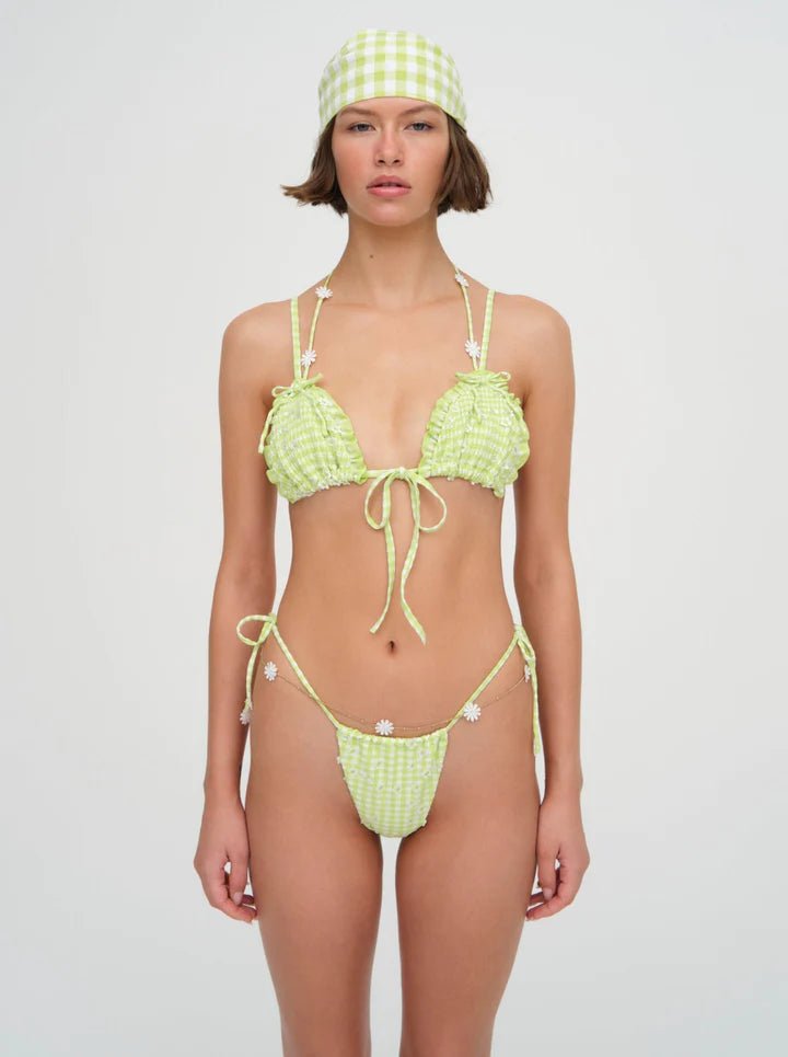 Hilary String Bikini Bottom in Green - Ché by Chelsey