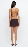 Jade Wrap Mini Skirt in Plum Pinstripe - Ché by Chelsey