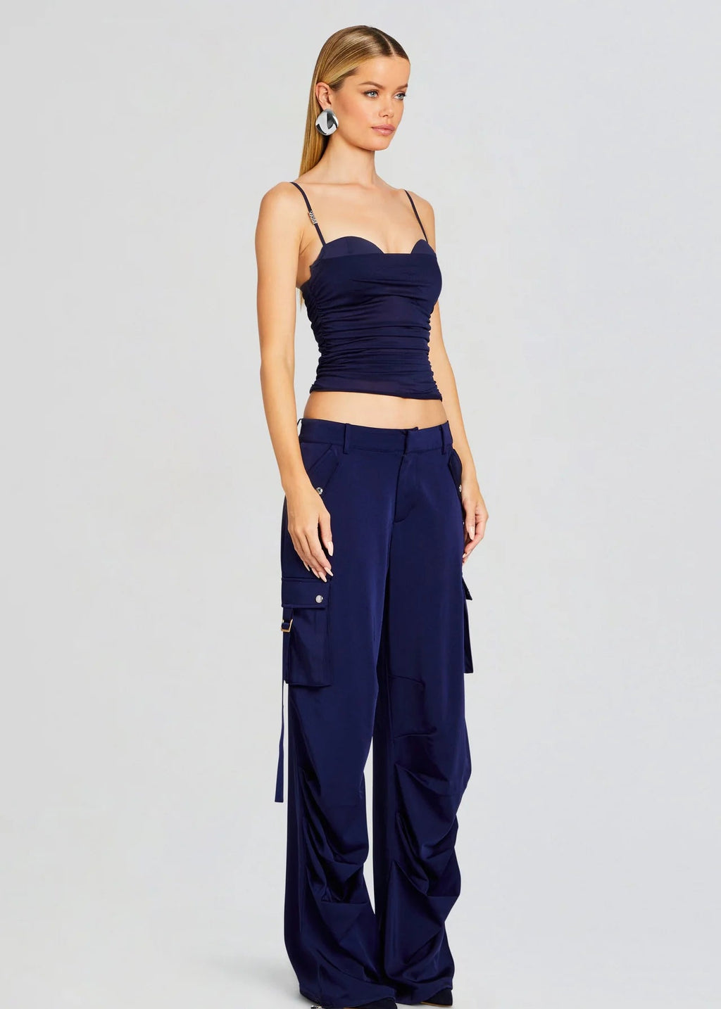SER.O.YA Lai Satin Cargo Pant in Navy – Ché by Chelsey