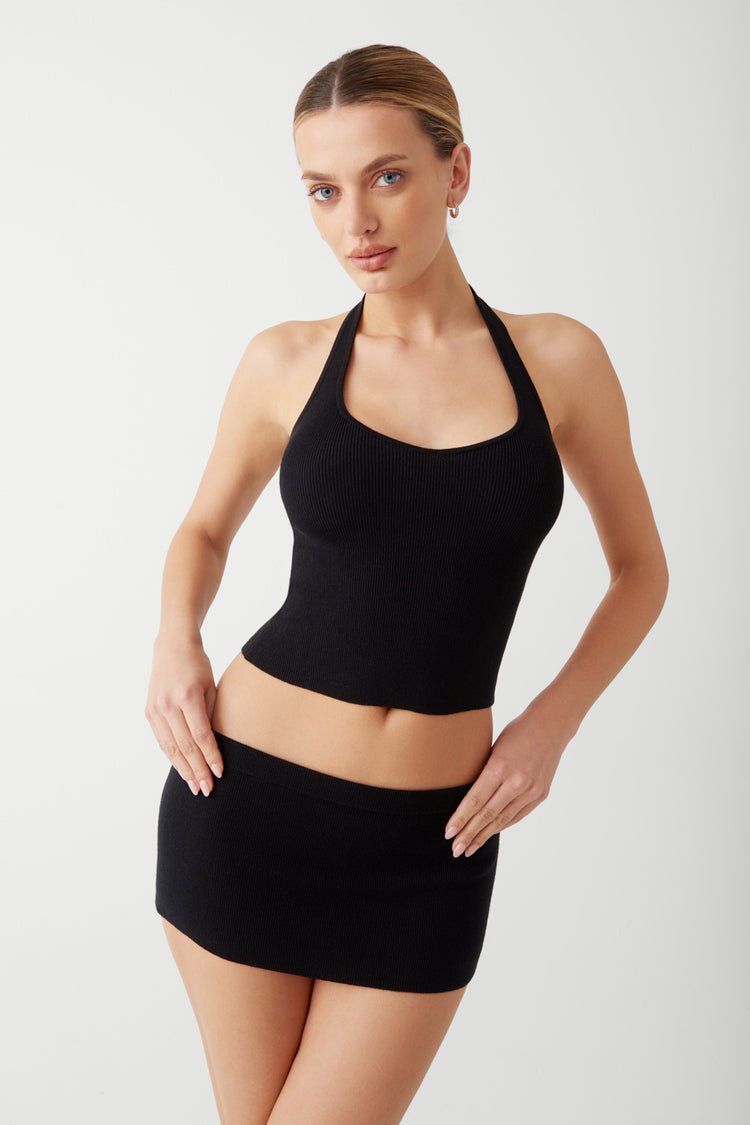 Marialla Knit Halter Top - Black - Ché by Chelsey